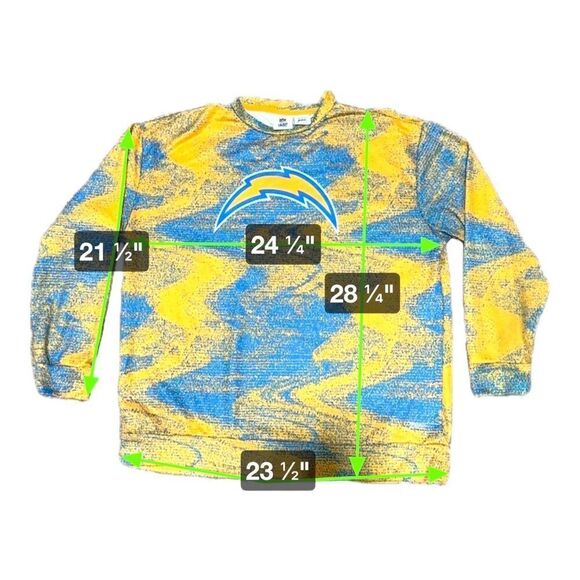 Zubaz NFL Team Apparel Chargers Long Sleeve Crewneck Shirt Large 100% Polyester - Picture 5 of 6